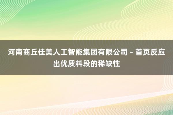 河南商丘佳美人工智能集团有限公司 - 首页反应出优质料段的稀缺性